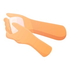 Soap in hands icon. Cartoon of soap in hands vector icon for web design isolated on white background