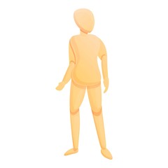 Wood mannequin icon. Cartoon of wood mannequin vector icon for web design isolated on white background