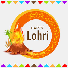 Vector illustration of a Holiday Background for Punjabi Festival Happy Lohri.