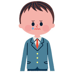 泣いている男子学生のイラスト