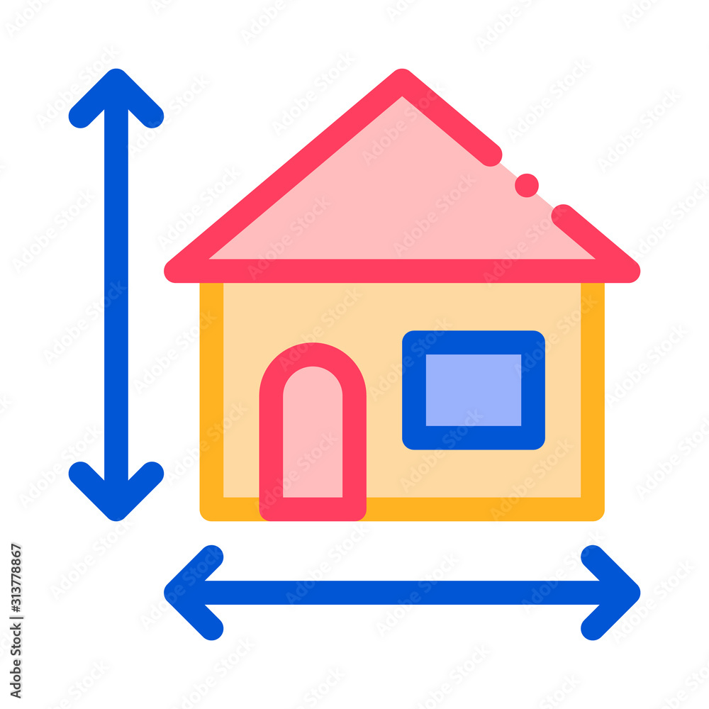 Aufkleber house size height and width vector thin line icon. building size dimension linear pictogram. mortgag