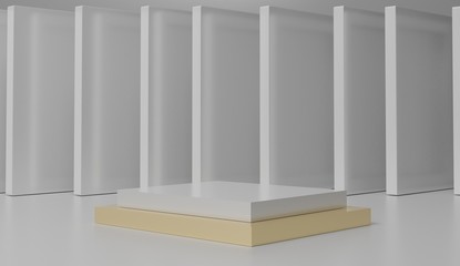 Fototapeta premium 3d abstract minimal geometric forms. Glossy luxury podium for your design. Pastel color scene for show product. Fashion show stage