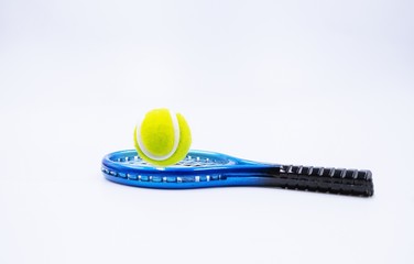 tennis with racket on white background