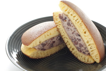 Japanese confectionery, Dorayaki  wagashi on dish
