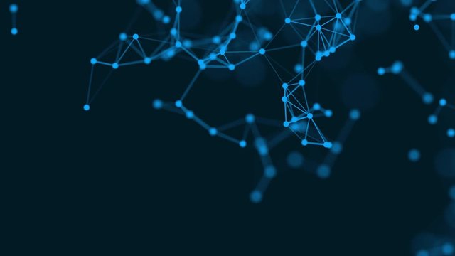 4K 3D rendering abstract futuristic with connection glowing lines and particle on dark blue background science. Technology concept. Plexus structure. Popular video footage motion graphics high quality