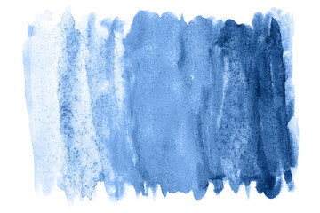 Abstract watercolor art hand paint on white background in classic blue trendy color. Color of the year 2020.