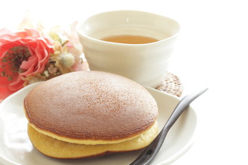Japanese confectionery, Dorayaki  wagashi on dish