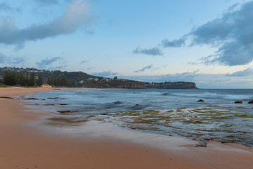 Newport beach coastline with cloudy sky in the morning. Sydney, Australia.