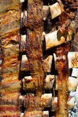 Asado, traditional barbecue dish in Argentina, roasted meat cooked on a crossed vertical grills