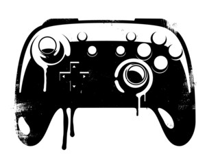 A Graffiti Stencil Illustration of a Game Controller - 313782018