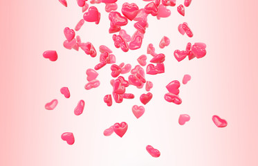 Red falling hearts Valentine day background