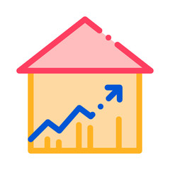 Building House And Arrow Vector Thin Line Icon. Building Sale And Rent Increasing Diagram, Web Site, Smartphone Application Linear Pictogram. Garage, Skyscraper, Truck Cargo Contour Illustration