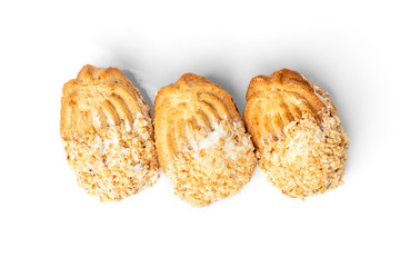 Shortbread cookies with peanut isolated on white background.