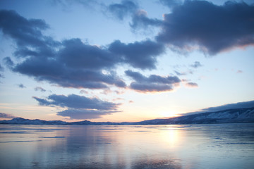 ice of Lake Baikal, winter landscape