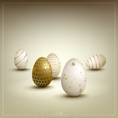Easter composition in beige hue with the silhouette of eggs, design element