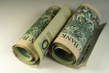 Background with money. Lot of various polish currency. Polish zloty banknotes. Polish money. PLN