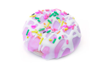 Donut with sprinkles isolated on white background