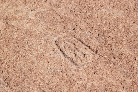 Petroglyph at the Campo Las Tobas a site with rock art in which the engravings were made on the ground, Argentina