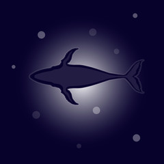 Whale. Silhouette of a whale in the ocean. Vector illustration