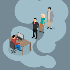 Fototapeta premium Job interview. The employer chooses the applicant. Vector illustration