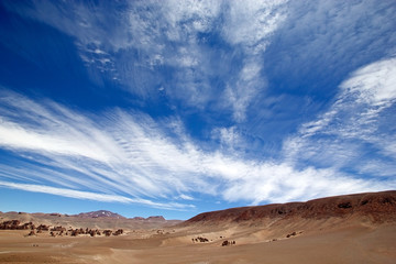 Fototapeta na wymiar Amazing sky and rock formations in the Puna de Atacama, Argentina