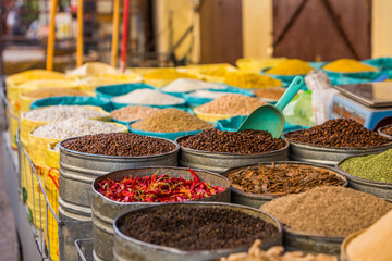 Coffee beans and spices from a moroccan market in the Medina of Fes Morocco