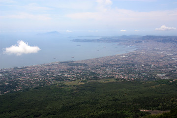 Fototapeta premium City of Naples and the appendant bay seen from the peak of Mount Vesuvius, Golfo di Napoli, Italy