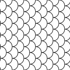 Cercles muraux Noir et blanc géométrique moderne Modèle d& 39 écailles de poisson Noir et blanc sans couture.