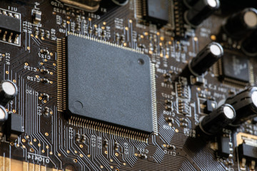 details of electronic cpu, PC microchip. Motherboard chip