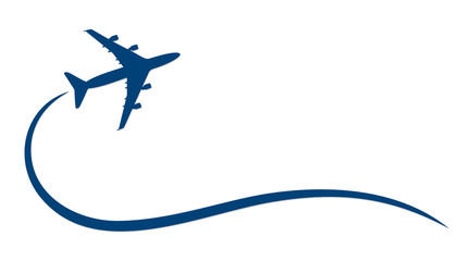Symbol of flying blue airplane.