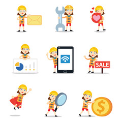 Set of woman character winning a canoe championship medals.