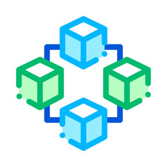 Blockchain Artificial Intelligence Vector Icon Sign Thin Line. Artificial Intelligence Details Cubes In Element Linear Pictogram. Fingerprint, Microchip, Assembly Contour Illustration