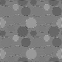 Black white striped circles simple bold geometric hypnotic seamless pattern, vector