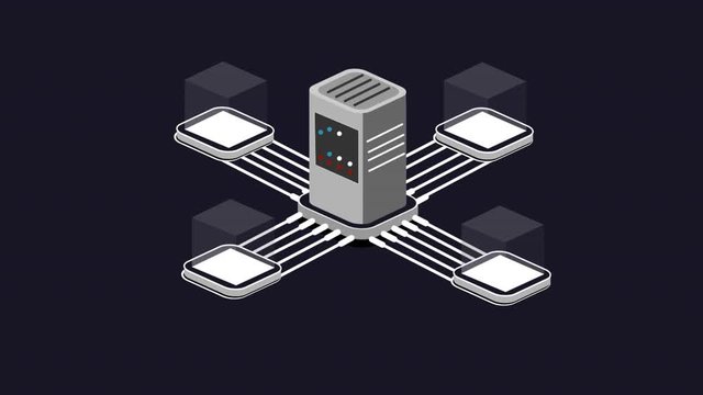 Data base. Processor, animation with alpha channel enabled. Cartoon