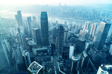 Aerial photography Chongqing city architecture skyline