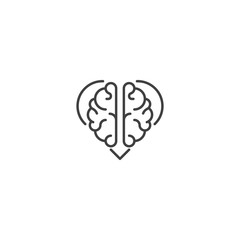 Rational love, brain heart. Vector logo icon template