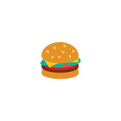 Burger Flat Vector Icon. Isolated Hamburger, Fast Food Emoji Illustration