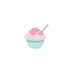 Shaved Ice Flat Vector Icon. Isolated Vanilla Ice Cream Emoji Illustration