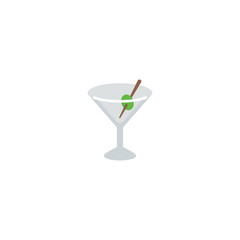 Cocktail Glass Flat Vector Icon. Isolated Cool Summer Drink Emoji Illustration