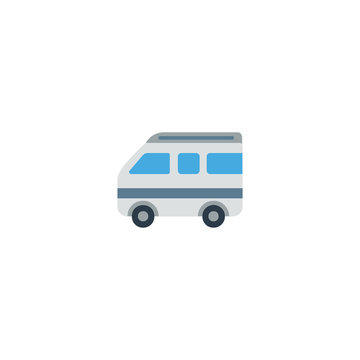 Minibus Flat Vector Icon. Isolated Mini Van Emoji Illustration