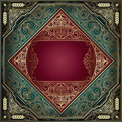 Golden ornate art deco vintage card