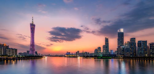 Fototapeta na wymiar Guangzhou City Skyline and Architecture Landscape at Night