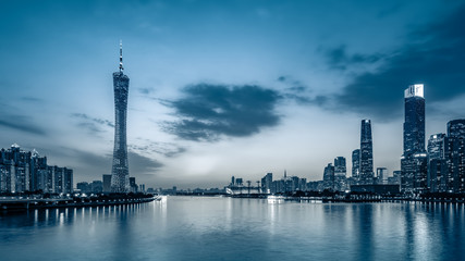 Fototapeta premium Guangzhou City Skyline and Architecture Landscape at Night