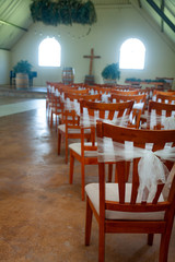 Chairs arranged for a wedding ceremony