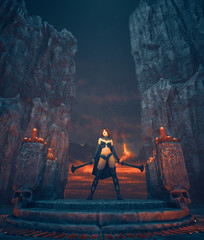 Female fantasy warrior with swords,3d rendering