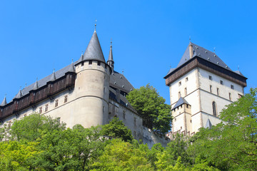 Fototapeta premium KarlÅ¡tejn, Czech republic, AUGUST 23, 2012 - View of Karlstein Castle - a large Gothic castle founded 1348 by Charles IV in Bohemia