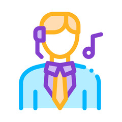 Female Silhouette Singing Song In Opera Vector Icon Thin Line. Musical Notes And Headphones, Concert, Opera And Karaoke Concept Linear Pictogram. Illustration