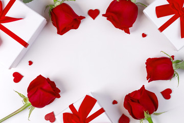Roses gifts and hearts card