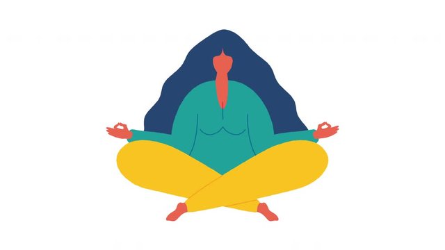 Yoga Basics. inhale and exhale excercise. animation