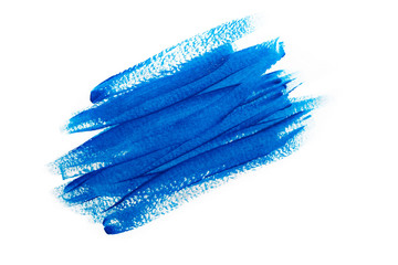 Blue brush strokes isolated on white background. Classic blue color. Trend of the year 2020. Closeup